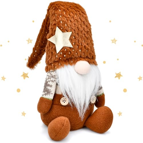 JOYSAL Lutin de Noël, décoration de Noël, Figurines de Lutin de 40 cm de Haut, GNOME de Santa Tomte pour décoration de Noël (Marron)