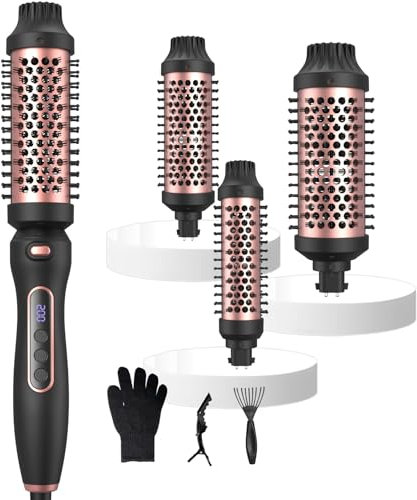 Thermal Brush set 3 in 1, 30/38/45mm 3 en 1 Heated Brushes, Hot Brushes Rundbürste, Volumen Haar Kamm mit 100–200 ℃ Digitalanzeige, Heiße Bürste für Wurzelvolumen und Lockere Locken
