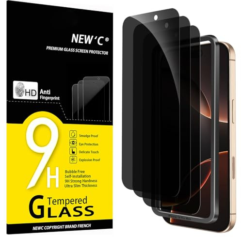 NEW'C 3 Pack Privacy for iPhone 17 Pro Max, iPhone 16 Pro Max Screen Protector (6.9 inches), Anti-Spy Tempered Glass Film,Enhanced 28 Degree Privacy Angle - Easy installation tool included