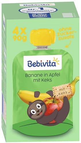 Bebivita Quetschbeutel: Banane in Apfel mit Keks, 4x90g 4er Pack (4x4x90g)