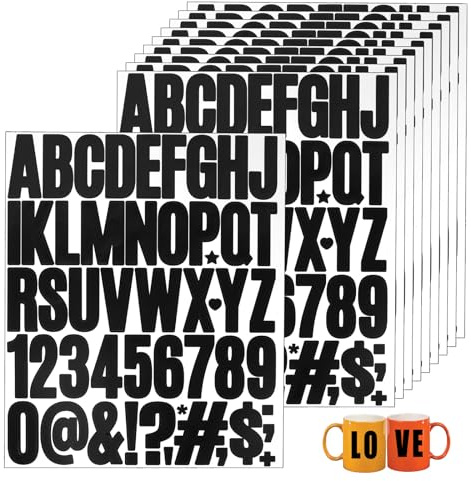 10 Fogli Di Lettere Adesive， 490 Pezzi Di Lettere Adesive， Lettere Adesive Per Scrapbooking, Biglietti D'Auguri, Cassette Delle Lettere, Etichettatura Di Oggetti, Decorazione Fai Da Te (Nero)