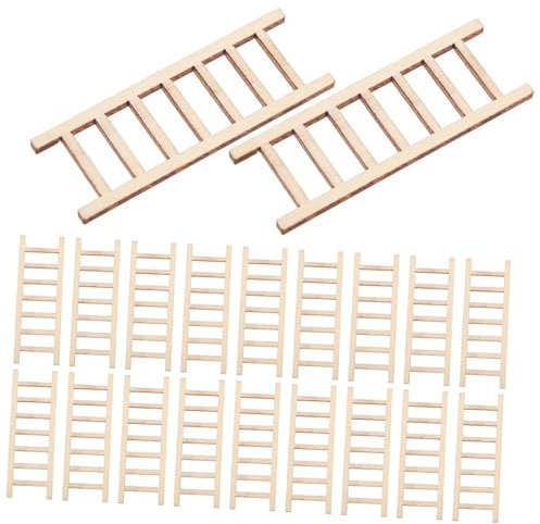 HOMSFOU Lot de 20 Échelles De Simulation Réalistes pour Maison De Poupée Décoration D'Intérieur Petite Échelle d'halloween Échelle De Jardin en Bois Beige