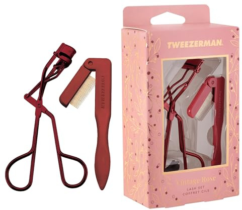 TWEEZERMAN Set de Pestañas con rizador y peine para pestañas, set de regalo, Vintage Rose