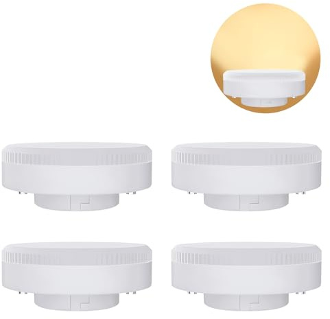 Qaum GX53 LED Bulb Warm White 7W 3000K, 4 Pack Replace 45W Halogen or CFL, Under Cabinet Kitchen Lighting for Kitchen Room, 650LM Spotlight, AC 220V, 120° Beam Angle, Non Dimmable, No Flicker