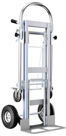 TREPPE Faltbarer 3-in-1 Bollerwagen aus ultra-robustem Aluminium – (2 Räder: 200 kg, 4 Räder: 250 kg), robuste pannenfreie Räder, Plattform und Handwagen, wandelbar