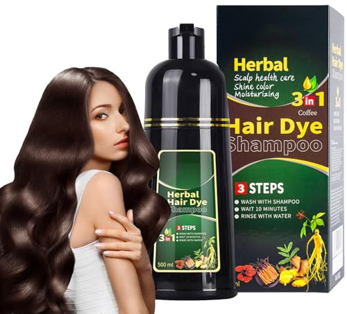 Virecose Marrón Oscuro Champú Tinte de Pelo 500ml, Hair Dye Shampoo, Champú de Color Para el Cabello Instantáneo, Shampoo Color Tinte de Pelo en Minutos Champú Tinte Mujer y Hombres