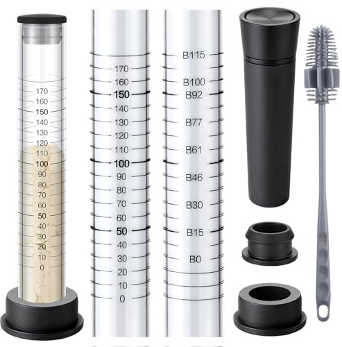 Yungyan Sourdough Aliquot Jar Kit Fermentation Tracker Sourdough Starter Tube Baking Supplies with Graduated Glass Tube Silicone Stopper Pump Cleaning Brush for Bread Proof Baking(Black)