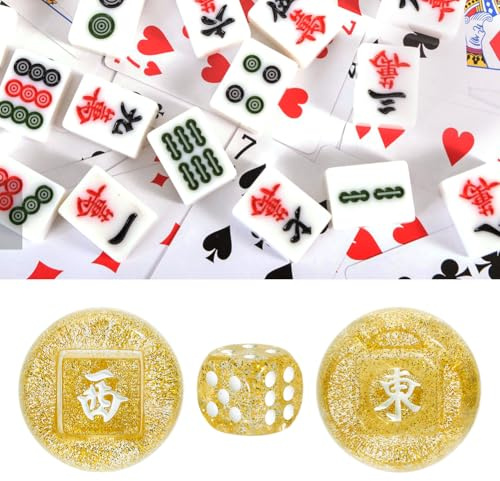 DELORIGIN Acrylic Mahjong Wind Indicator for Chinese Mahjong Play, Mah jong Game Wind Bettor 1 Game Direction and 3 Dice Essential Indicator Accessories for Professional and Casual Entertainment