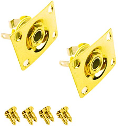 1/4''Square Jack Output Plate Socket for Electric Guitar(Pack of 2) (Gold)