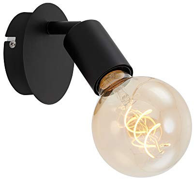 BRILONER - Wandleuchte Innen schwenkbar, Vintage, E27 Fassung, max. 60 Watt, Wandlampe innen, Wandstrahler, Wandlicht, Wandbeleuchtung, Schlafzimmer, Flurlampe, Wall Light, 10x8 cm, Schwarz