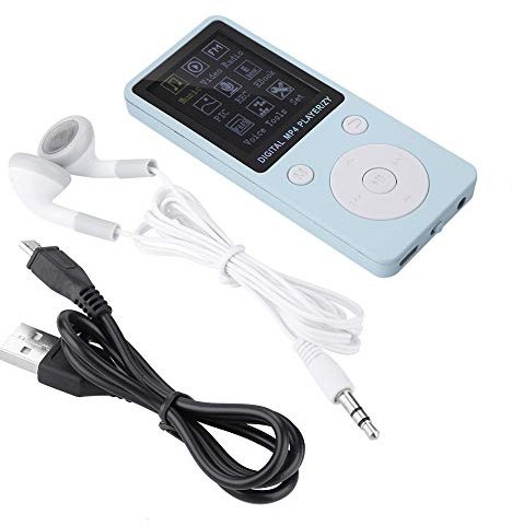 MP4 musikspelare, bärbar skärm musikinspelare och spelare, MP4 digital spelare stöd 32 GB TF-kort med hörlurar och lång standbytid (blå)