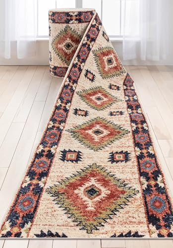 Well Woven Custom Size Hallway Stair Runner - Choose Your Length - Lizette Ivory Traditional Medallion 31 Inches Wide x 10 Feet Long Runner (31 x 10' Runner) Carpet