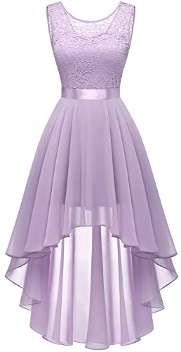 Berylove Vokuhila - Vestido de cóctel para mujer, elegante, para boda, vestido de fiesta, sin mangas, vestido de dama de honor, lavanda, XXL