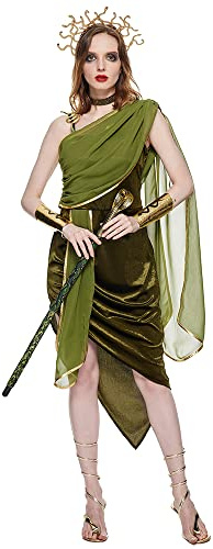 EraSpooky Costume Medusa da donna adulta per Halloween, Carnevale, Abbigliamento per feste a tema da donna