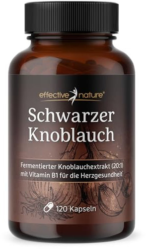 Schwarzer Knoblauch Kapseln - 120 Stk. - Hochdosiert mit 400 mg Black Garlic & 1000 mcg S-Allylcystein - Fermentierter Knoblauchextrakt - Vegan und geruchlos - Mit B1 und B12