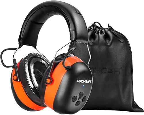 PROHEAR 037 Wireless Bluetooth Ear Defenders, Rechargeable Hands-Free Calling Headset, Safety Earmuffs for Lawn Mowing, Hearing Protector for Woodworking, Ideal for Carpenter, Gardener