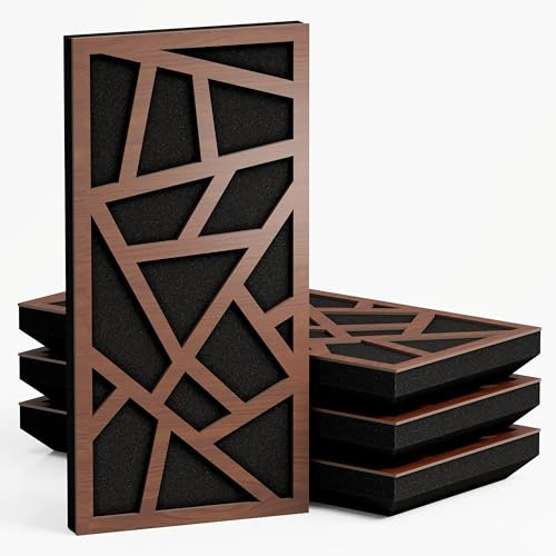 4-pack — Smal ljudabsorption-diffus akustisk panel | 50 x 25 cm | Absorption - Diffusion - Reflektion - Ljudisolering | Modelltjocklek-Färg: [SKYROSS - 33 mm | Mutter]