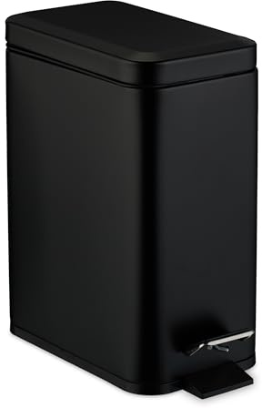 Relaxdays Pattumiera Bagno a Pedale, Cestino 5 L Secchio Interno Rimovibile e Coperchio Ammortizzato, Acciaio Inox Opaco