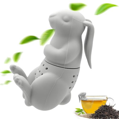 IUSOT Cute Animal Teesieb Silikon (Kaninchen) - Tee-Ei Lustig für Losen Tee, Wiederverwendbarer Teeball mit Feinmaschigem Sieb - für die Meisten Tee Kannen und Tassen, Geschenk für Tee-Liebhaber
