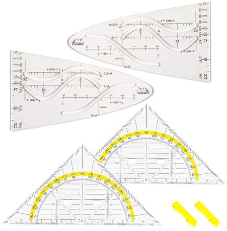 4 Stück Parabelschablone Mathe, Geodreieck Grundschule, Kurvenschablone