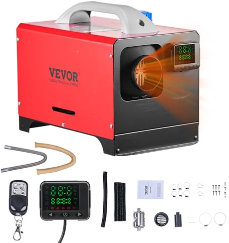 VEVOR Riscaldatore d'Aria Diesel, 8 kW DC12-24 V, Riscaldamento Rapido con Telecomando e Interruttore LCD Nero, Silenzioso, Annuncio Vocale, Funzione di Preriscaldamento per Camper, Camion