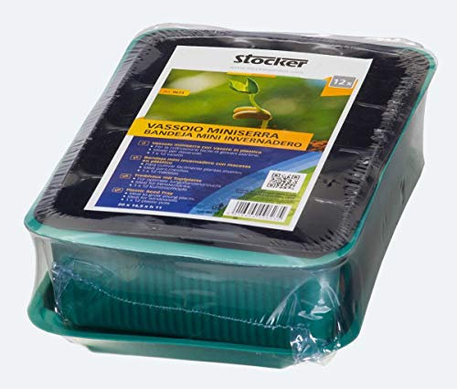 STOCKER Vassoio miniserra con vasetti in plastica 20 x 14,5 x h11 cm
