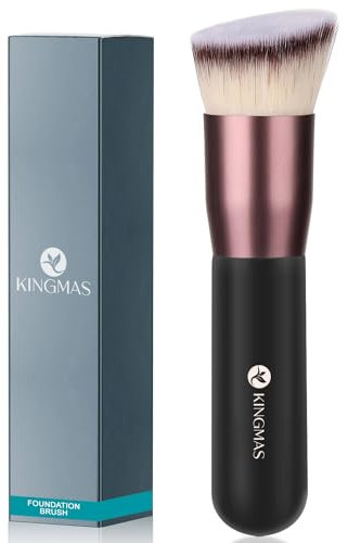 KINGMAS Premium Make Up Pinsel, Kabuki Foundation Pinsel für Grundierung Flüssigkeiten, Mischen, Cremige, Pudrige, Rouge, Puder, Tupfen, Mineralpuder (C (Angled Top))