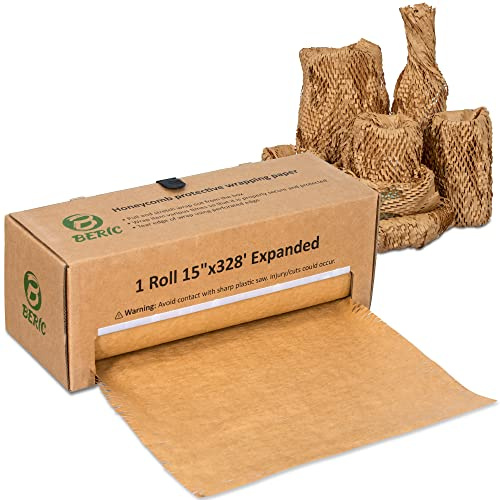 Beric Honeycomb Paper Cushioning Wrap - Packing - Shipping Supplies - Packing Paper - Boxes For Packaging - Alternative To Bubble Wrap Roll - Packing Paper For Moving - 15 X 328'