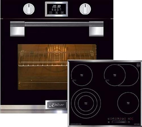 Kaiser Set de cuisinières à gaz EH 6338 S + KCT 6715 - Four encastré - SOFTCLOSE - 11 fonctions + plaque vitrocéramique noire - 4 zones de cuisson - QuickHeat Zones - Power-Slide, Autark
