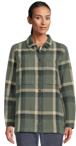 Fjällräven Damen Singi - Overshirt de Franela, Color Verde pátina/pátina Profunda, Talla XS