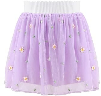 Bezioner Röcke für Mädchen Gestickt Tüllrock Kinder 4 Schichten Tutu mit Futter für Geburtstag Party Festival Violett M (2-6 Jahre)