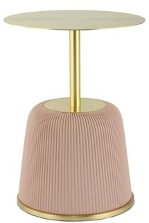 Qiyano Moderner Beistelltisch Sela Rosa - Metall, Rund, Couchtisch, Kaffeetisch, Wohnzimmer, Schlafzimmer, Lounge, Einrichtung, Kleiner Tisch, Stil