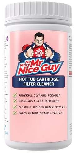 Hot Tub Filter Cleaner 1 Litre – Removes Oils Minerals Organic Matter & Dirt From Hot Tub Spa Cartridge Filters Powerful Cleaner for Enhanced Filter Efficiency – No More Mr Nice Guy