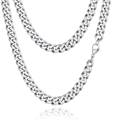 Zinvefa män kvinnor pansarkedja halsband halskedja, 3/5/7/9 mm bred klassisk rostfritt stål halsband män silver guldkedja silverkedja längd 50/55/60cm