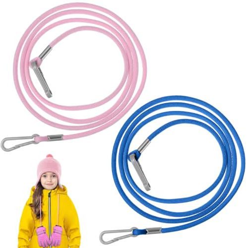 BESPORTBLE 2pcs Ski Glove Lanyard Mittens Rope Glove Grabber Phone Wrist Band s Strap Elastic Holder Clip Ski Straps Key Chain Winter Rope Pink Nylon