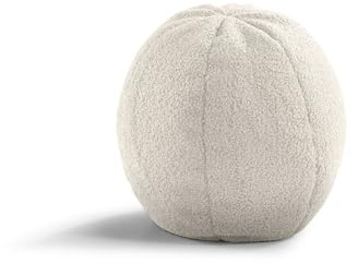 Gutekissen Pouf pour enfant « Miki » en forme de balle - Diamètre : 28 cm - Pouf douillet en peluche - Siège confortable et élégant pour chambre d'enfant (beige)