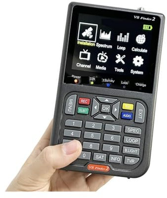 Receptor de satélite Medidor satelital V8 Finder 2 DVB-S/S2/S2X compatible con H.264 7,4 V/4000 mAh batería de iones de litio LCD de 3,5 pulgadas carga rápida V8 Finder2 para Antenas de Sistemas de Re