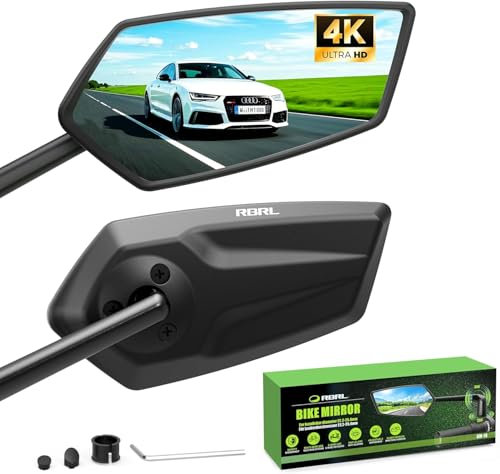 RBRL Bike Mirror, 360 ° Adjustable Safety Rearview Bicycle Mirror, High-definition Wide-angle Large Handlebar Rear View Mirrors, Suitable for Ebike Mountain Road bikes(Left+Right)