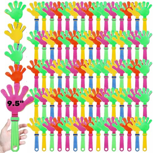 Tlence 80 Pack Hand Clappers, 9.5 Inch Large Plastic Noise Makers Bulk, Colorful Clackers Party Favors for Sporting Events, Graduation Celebrations, Random Color