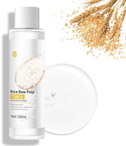 Rice Toner für Feuchtigkeitspflege und Glatte Haut - Rice Gesichtstoner Damen für Porenverkleinerung - Reis Gesichtswasser zur Tagespflege - Rice Raw Pulp Toner Gesicht für Hydratation