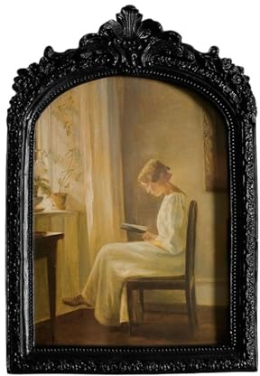 F Fityle Cadre photo baroque 15 x 20 cm, galerie de photos, pièce maîtresse européenne élégante en résine, décoration de la maison, cadre photo orné pour les, Noir