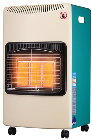 Calentador de gas portátil de 4,2 kW con ruedas, para interiores y exteriores, para garaje, cobertizo, taller y oficina, incluye manguera y regulador