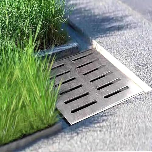 RUHEN Rejilla de Drenaje, Canal de Rejilla peatonal, bordillo de hormigón, Ranura metálica, Ducha de Patio, Sistema de Ranuras rápido y Duradero, Rejilla para Piscina