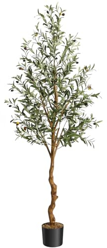 180 cm Olivo Artificial Realista, planta falsa interior con aceitunas y follaje sin mantenimiento, planta artificial/decoración vegetal artificial para sala de estar, oficina, balcón