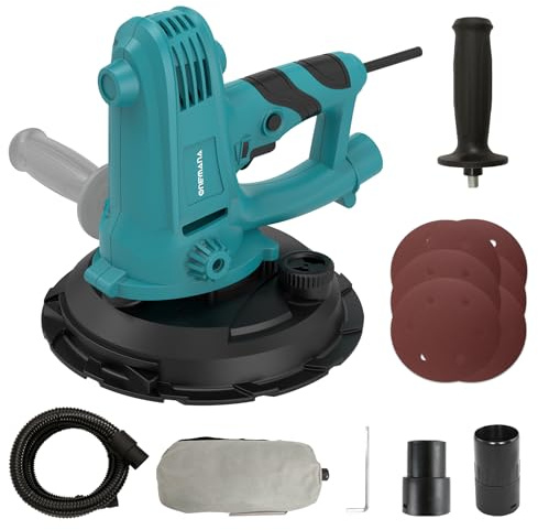 ONEMANA Drywall Sander, 750W Electric Drywall Sander with Vacuum Dust Collection, Variable Speed 1500–2700 RPM Wall Sander with 180mm Sanding Disc & Complete Accessories