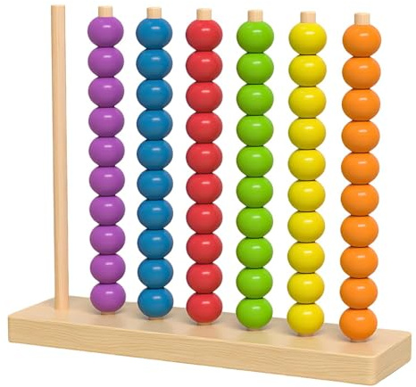 LeeQinersw Juego de Cuentas Apilables Madera para Niños, Juguetes Didácticos Clasificación Colores, Juego de Apilamiento, Juego Numérico para Aprendizaje Infantil Preescolar, M