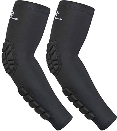 HOPEFORTH 2PCS Elbow Sleeve Padded Compression Arm Forearm Guard Sports Shooter Sleeves Protective Pads Support for Football Basketball Volleyball Baseball Softball Tennis Cycling Outdoor