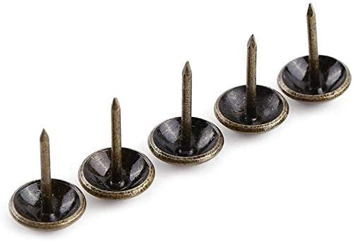 HEEPDD Clavos de Tapicería Vintage, 100 Piezas de Metal Bronce, 11 x 17 mm, para Muebles, Sofá, Puerta, Decoración Antigua