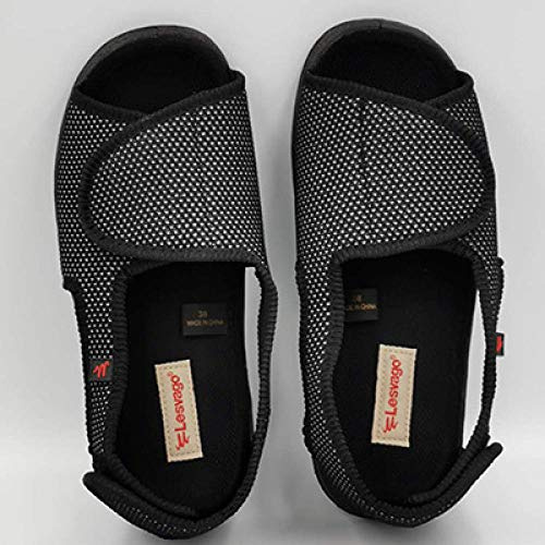Nwarmsouth Bred passform minnesskum diabetestofflor, sjuka fotskor med valgus tumme, yttre slitskor med tjocka fötter - UK 7.5_svart, unisex vuxna hälsosko