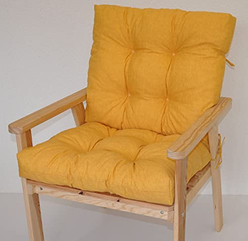 Polster für Gartenstuhl , Liegestuhl , Schaukelstuhl Nordic , Niedriglehner Auflage , Gr. 100 x 55 cm , Colore Giallo (gelb)